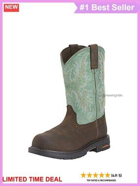 Waterproof Composite Toe Work Boot Riding Leather Block Heel